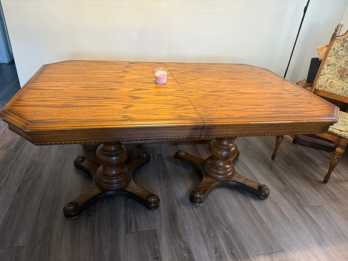 Wooden Dining Table with Pedestal Base