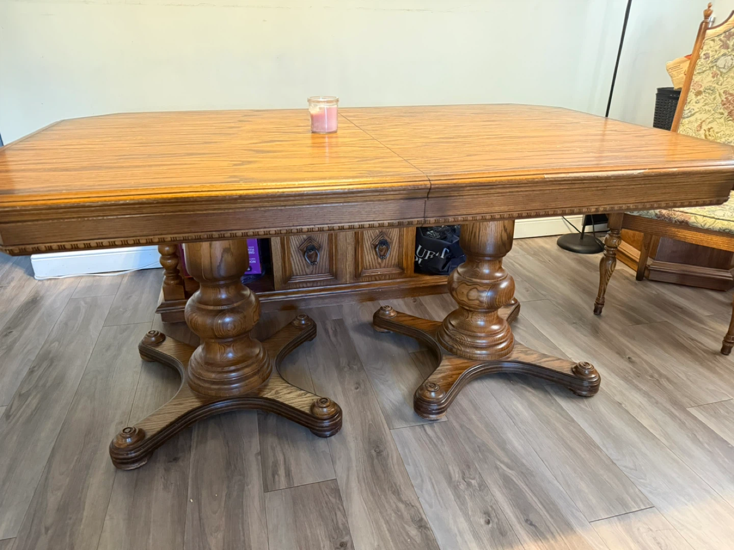 Wooden Dining Table with Pedestal Base - photo 2