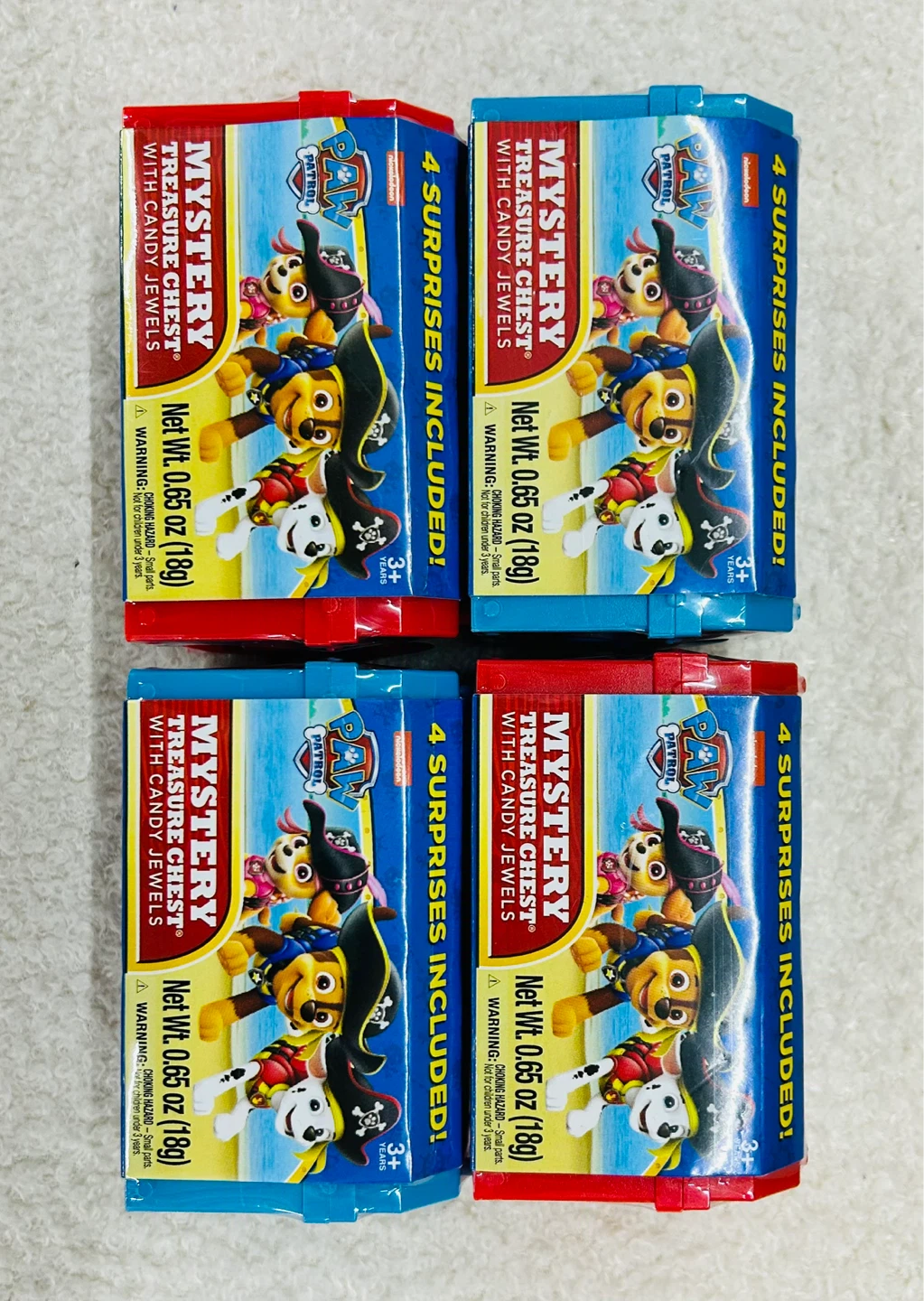 Paw Patrol Mystery Blind Packs Chest Candy Jewels 4 Packs Total