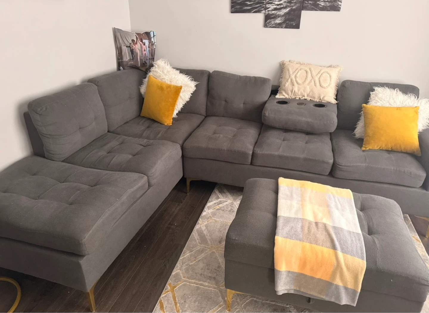 Grey Sectional Sofa with Chaise