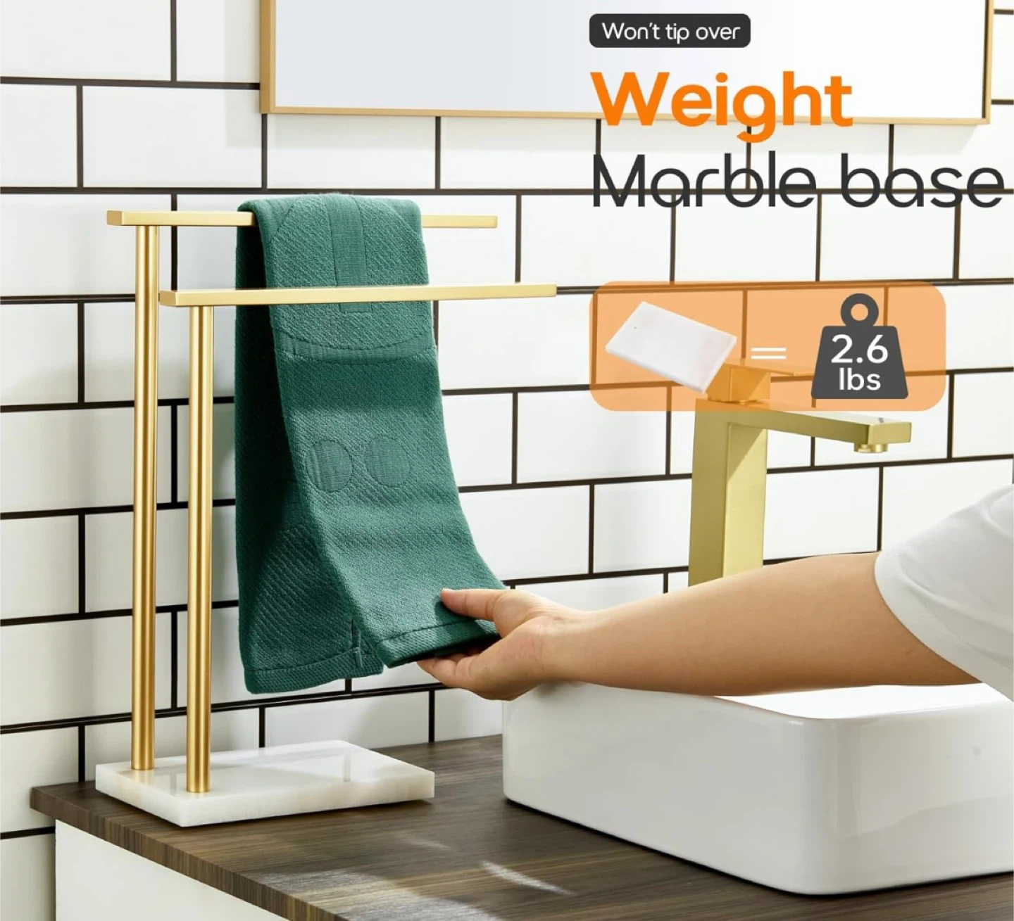 Gold Bathroom Countertop Towel Holder - photo 2