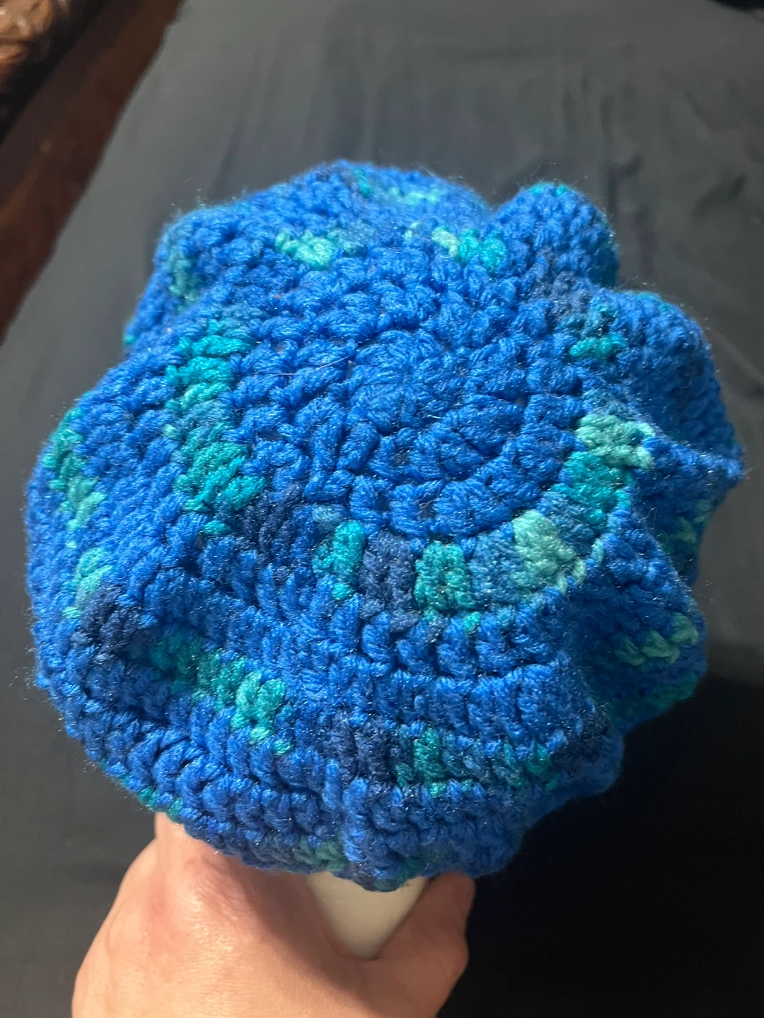 Handmade Blue Crochet Beret Hat - photo 2