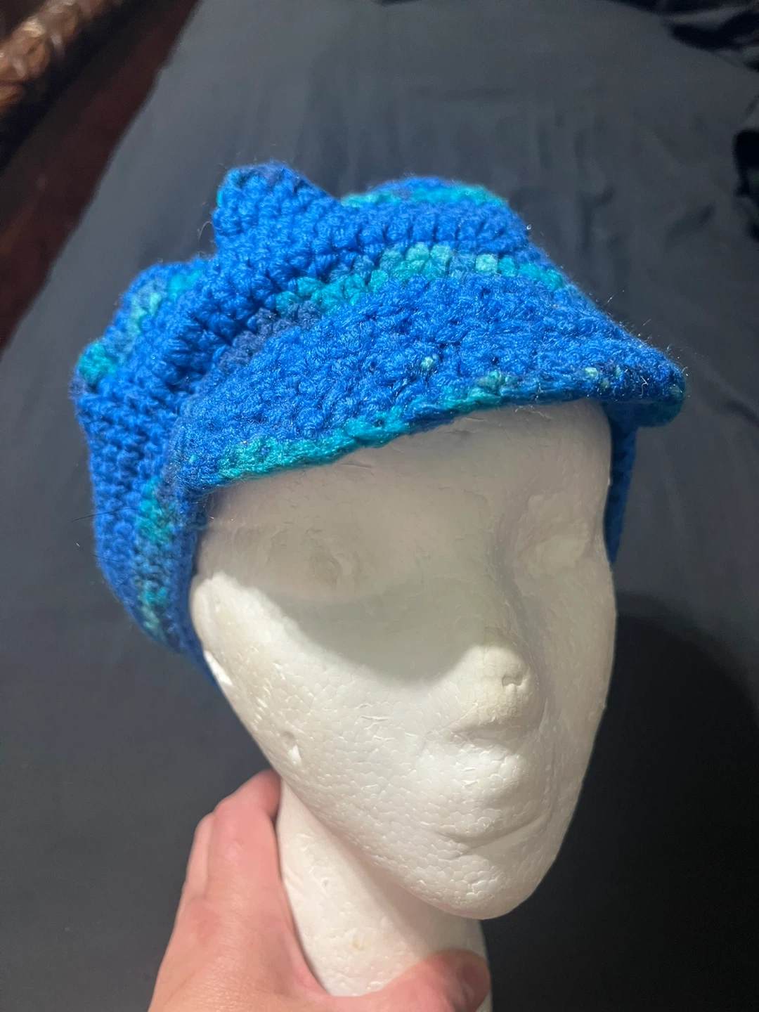 Handmade Blue Crochet Beret Hat