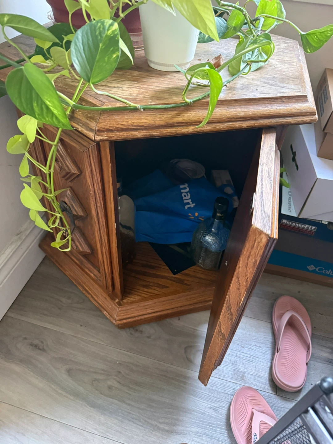 Vintage Oak Hexagonal End Table * 2 - photo 3