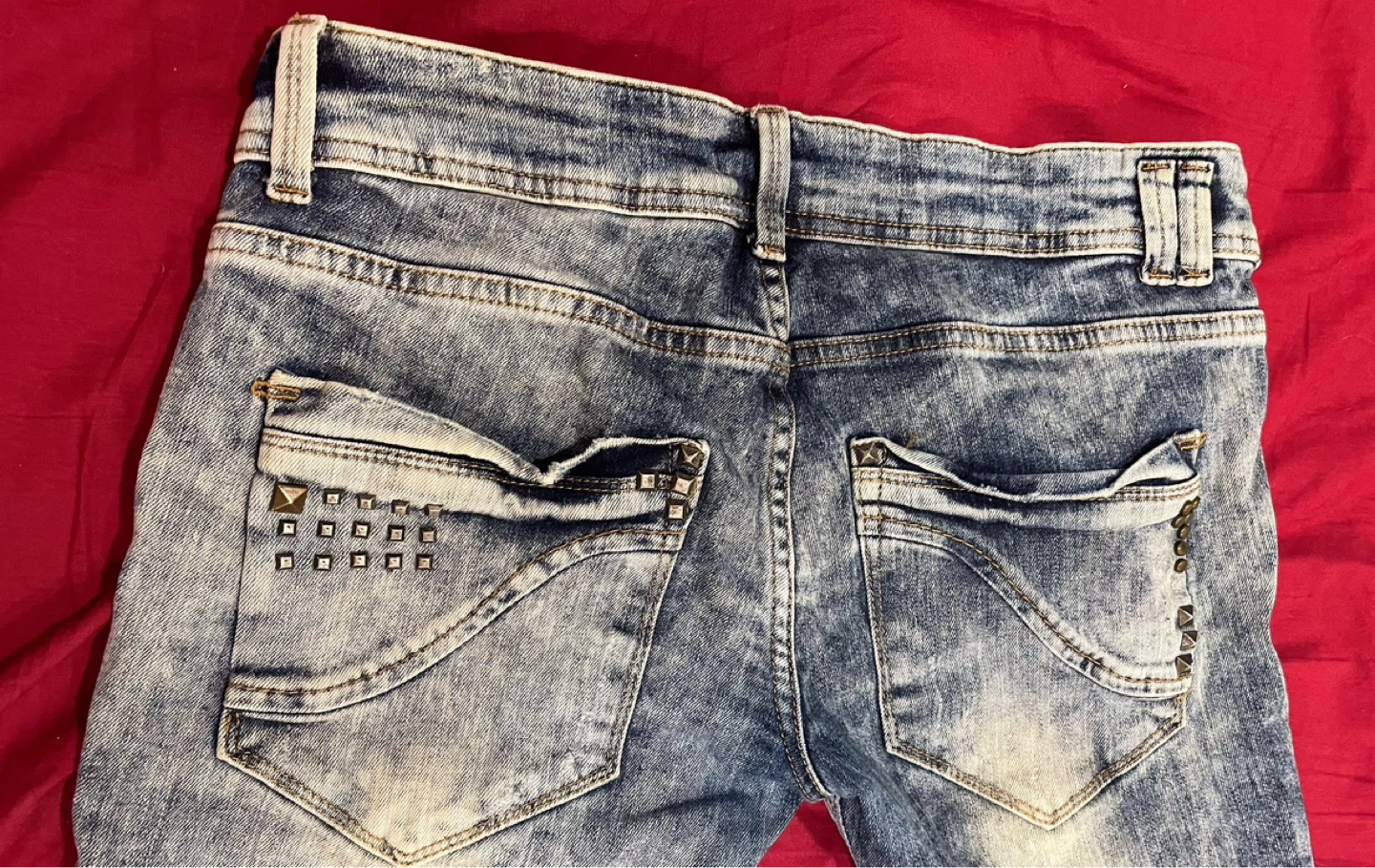 Blue Acid Wash Studded Jeans - photo 3