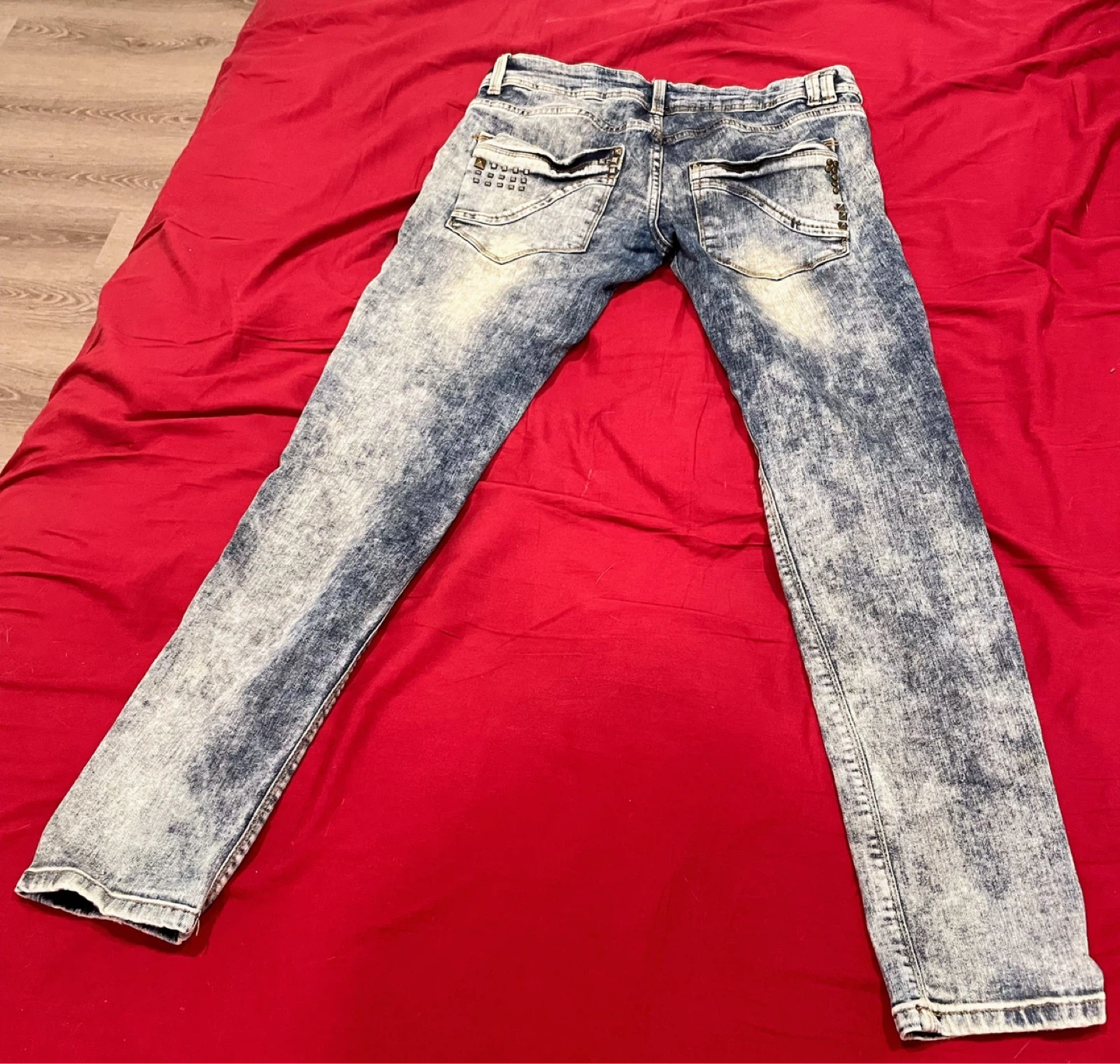 Blue Acid Wash Studded Jeans - photo 2