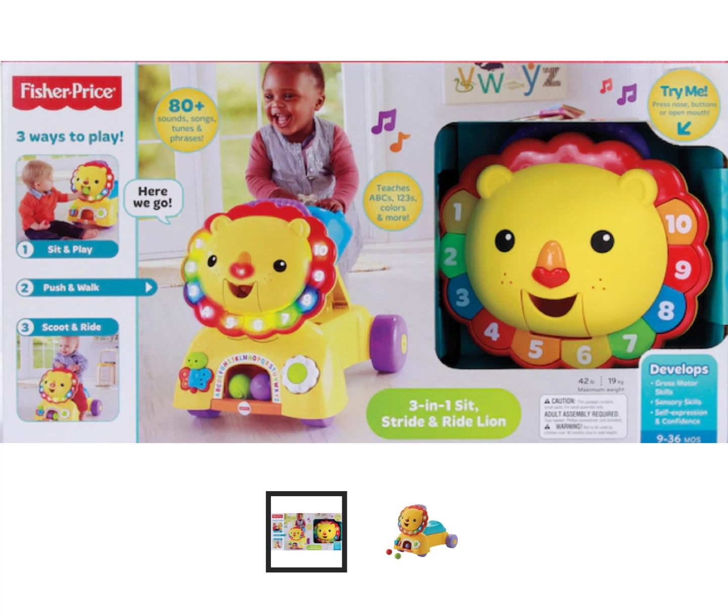 Fisher-Price 3-in-1 Sit, Stride & Ride Lion Toy - photo 3