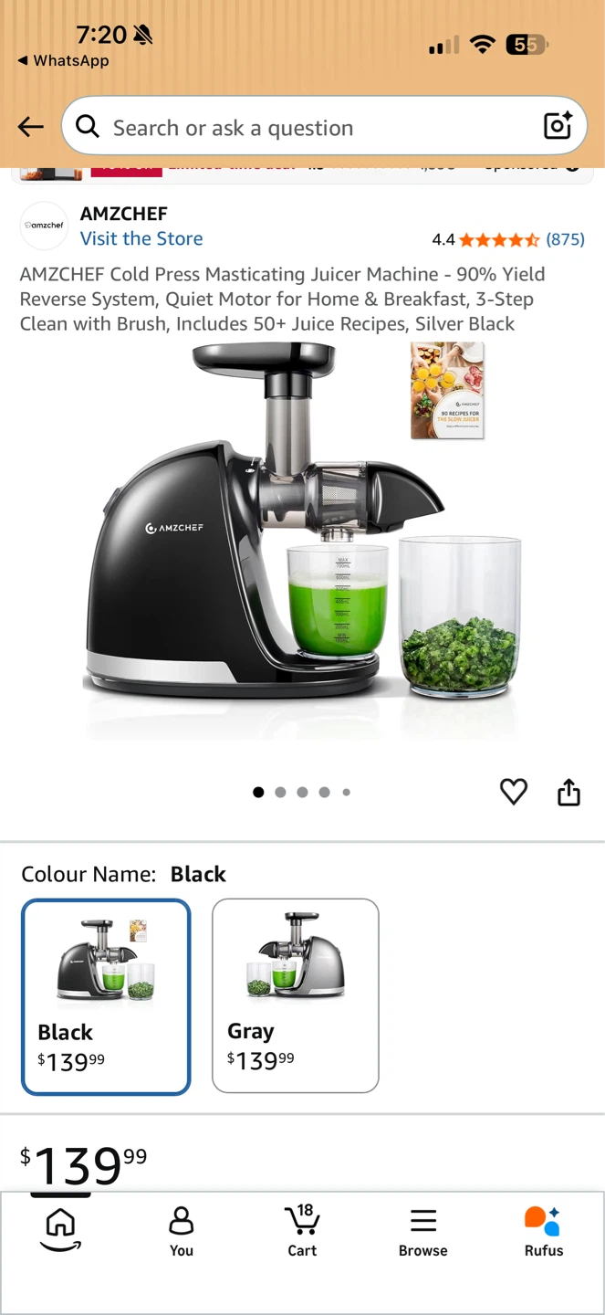 AMZCHEF Cold Press Masticating Juicer Machine - Black - photo 2