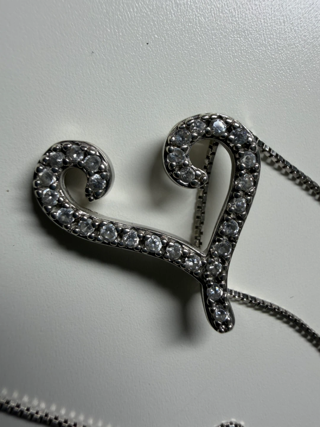 Sterling Silver "T" Initial Pendant Necklace with CZ Stones