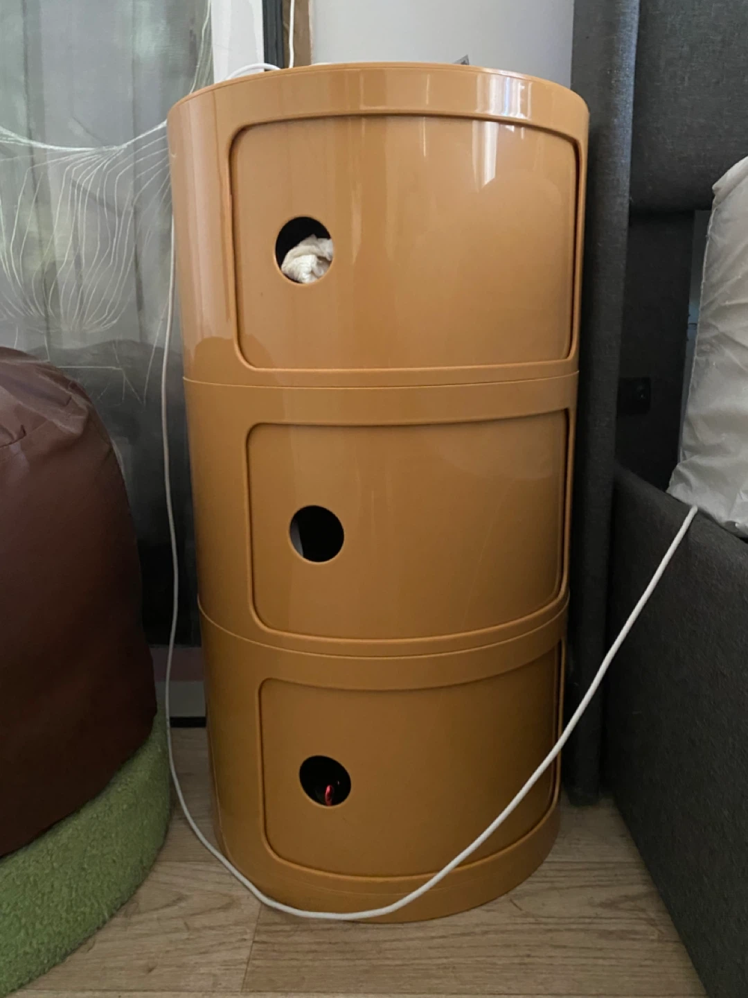 (Set of 2)  3-Tier Round Storage Cabinet - Yellow