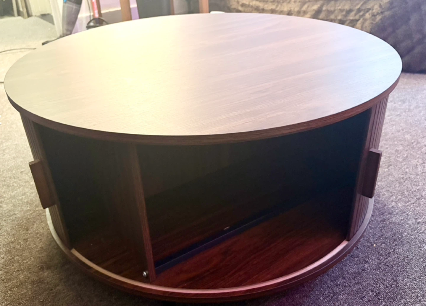 Round Wooden Coffee Table with Storage - photo 5