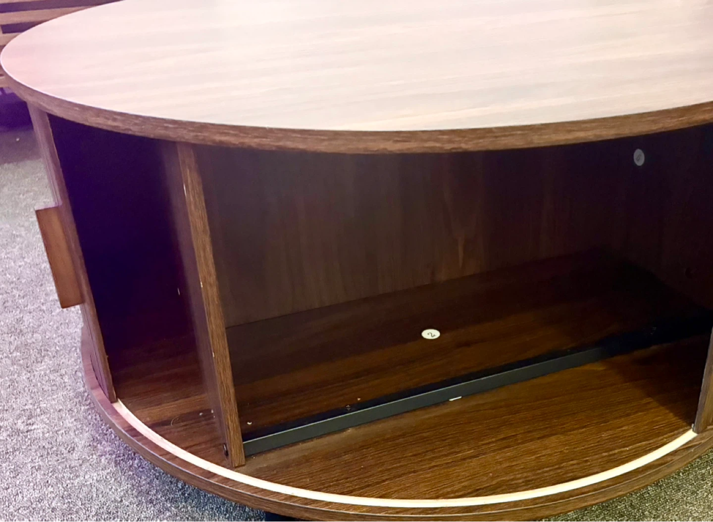 Round Wooden Coffee Table with Storage - photo 2