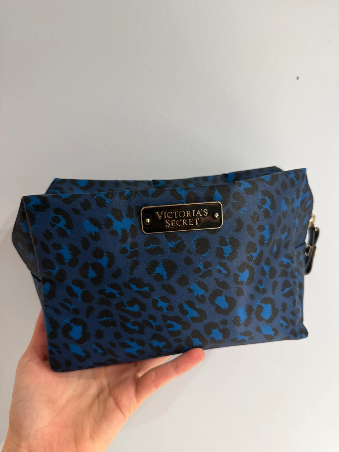 Victoria's Secret Blue Leopard Print Cosmetic Bag