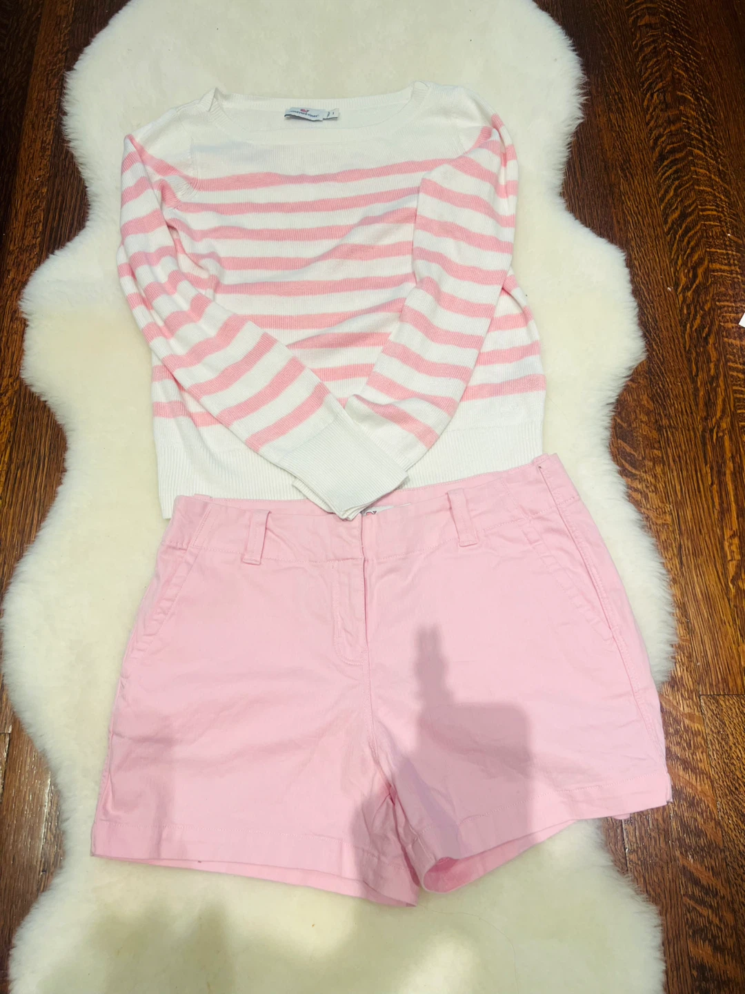Vineyard Vines Pink Shorts & Striped Sweater Set