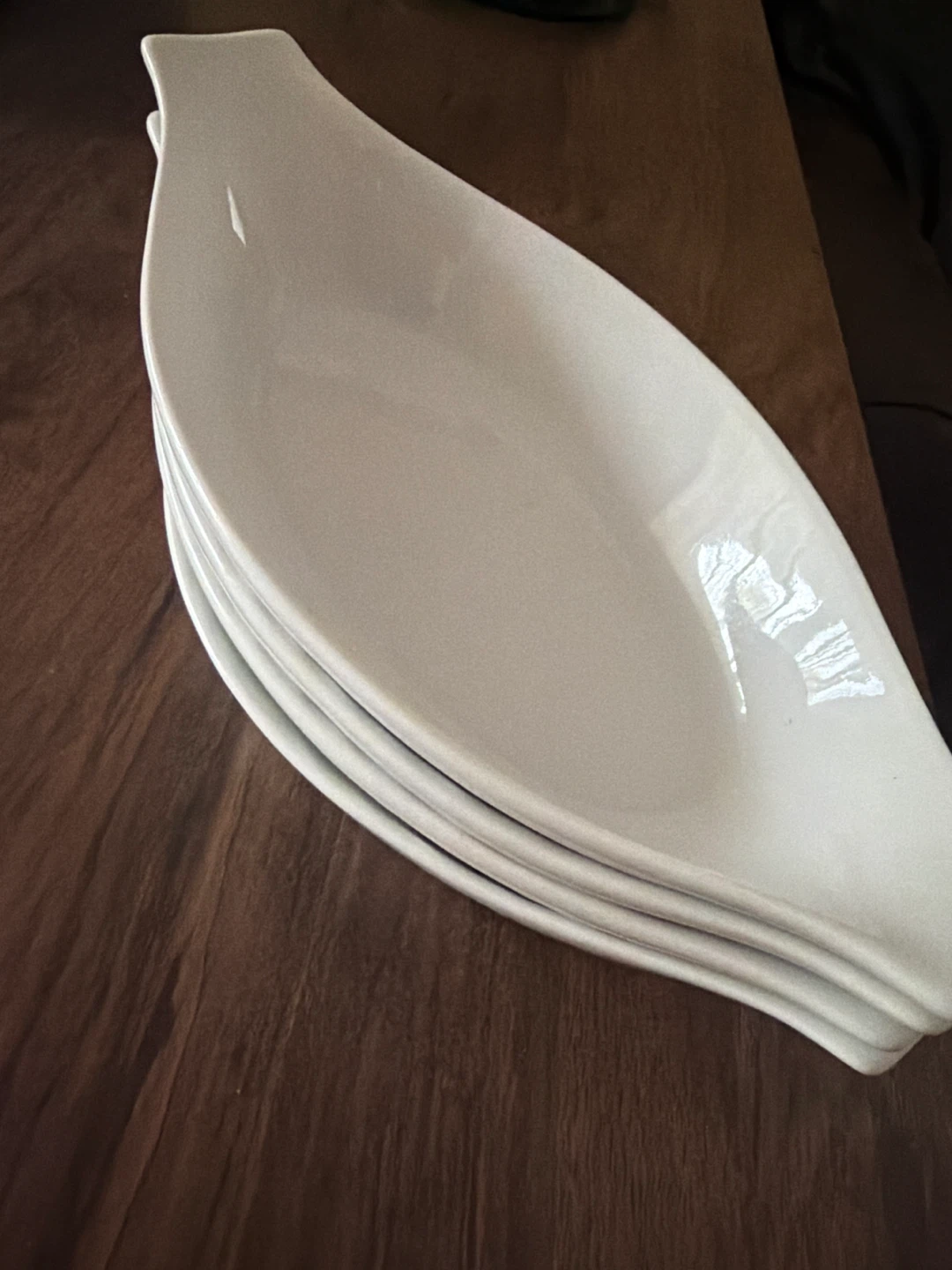 Set of 4 White Oval Serving Dishes