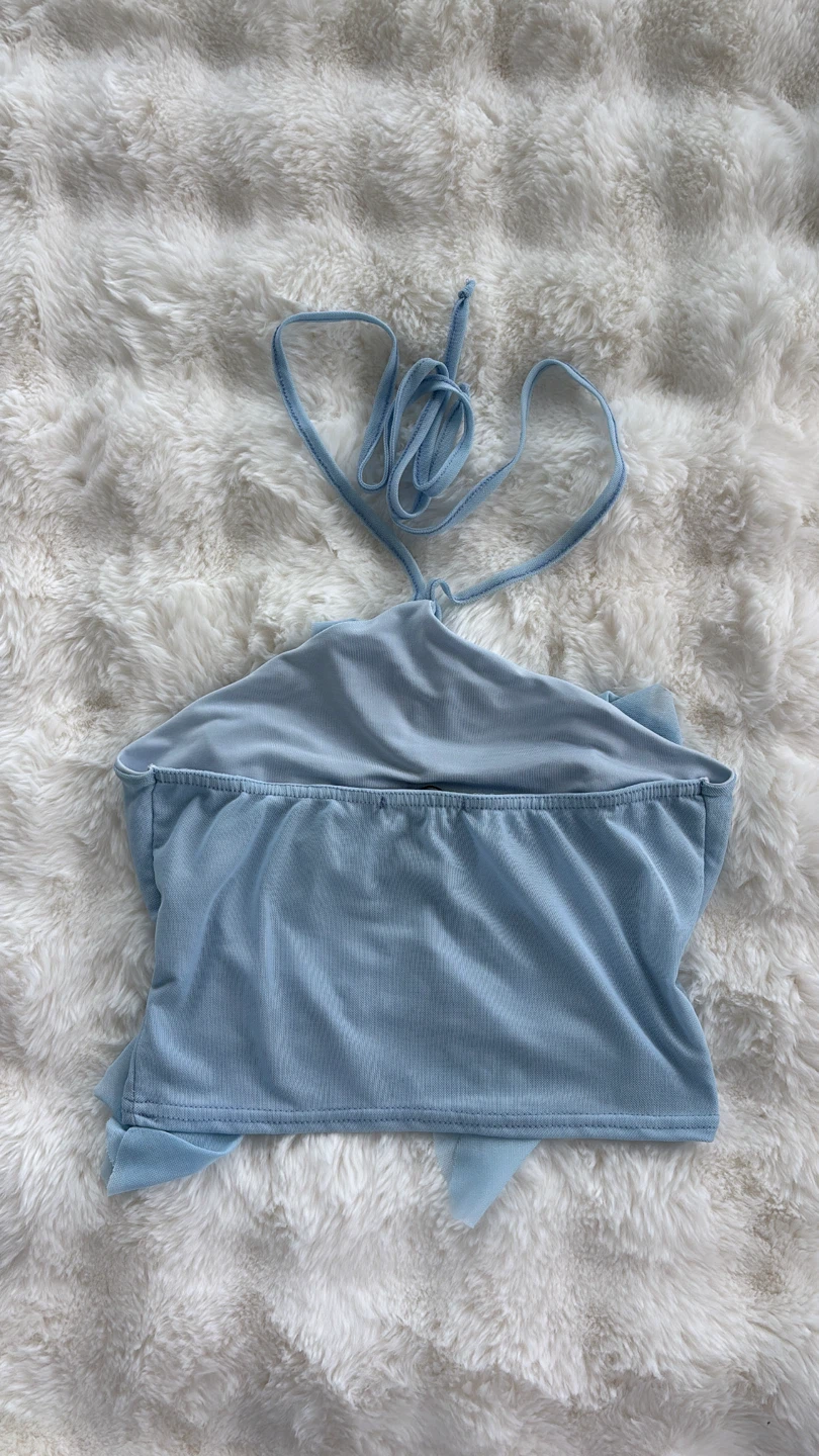 Blue Ruffle Halter Crop - photo 3