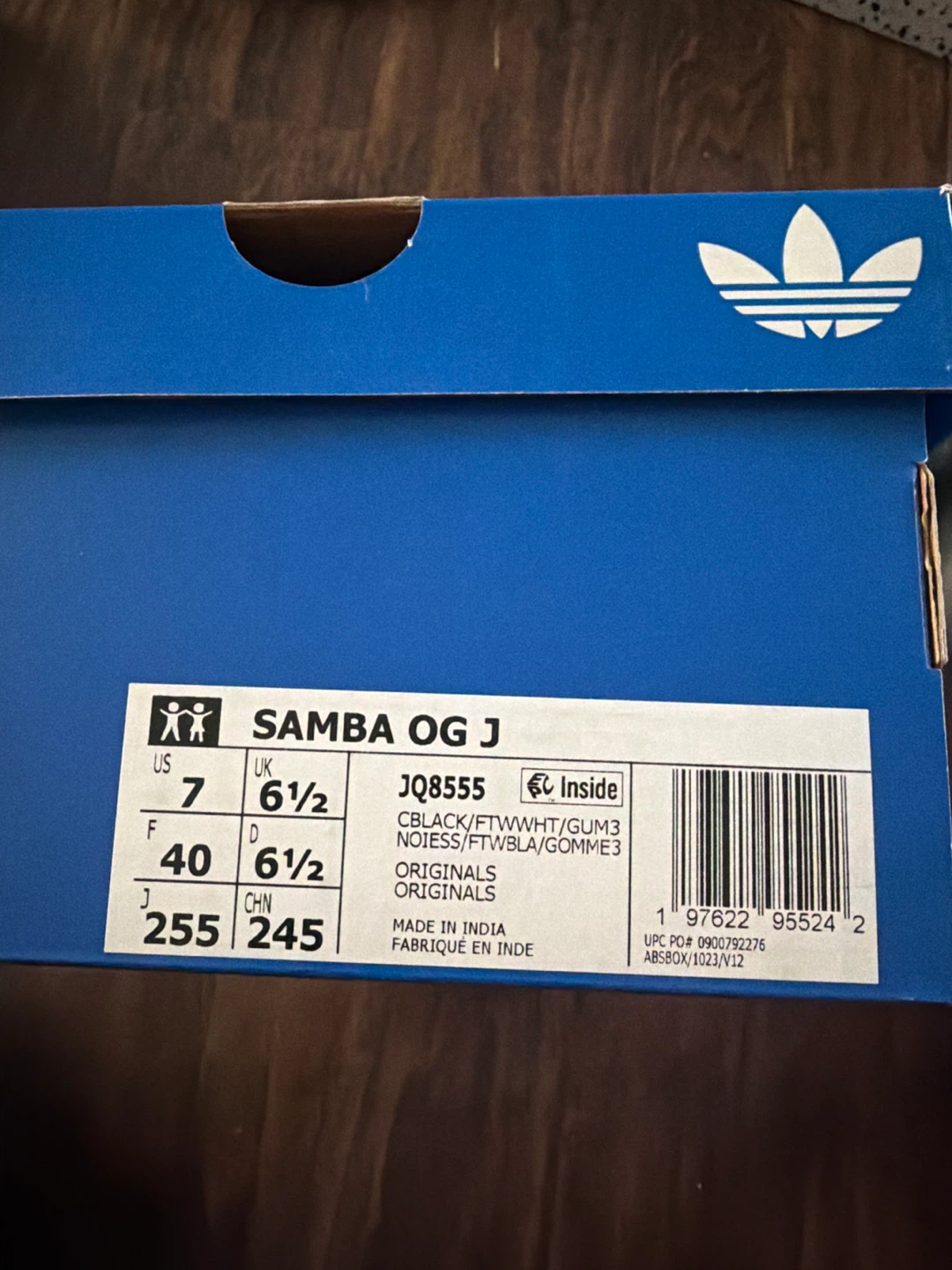 Adidas Samba OG J Shoes Black White Gum Size 7 US - photo 5