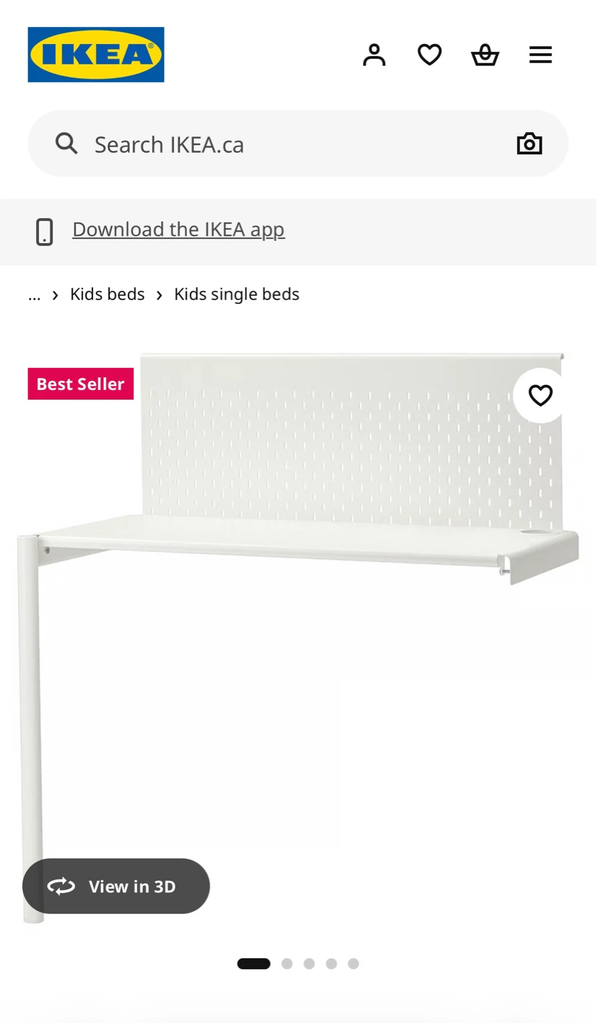IKEA VITVAL Loft Bed Frame - White/Light Gray - Twin - photo 3