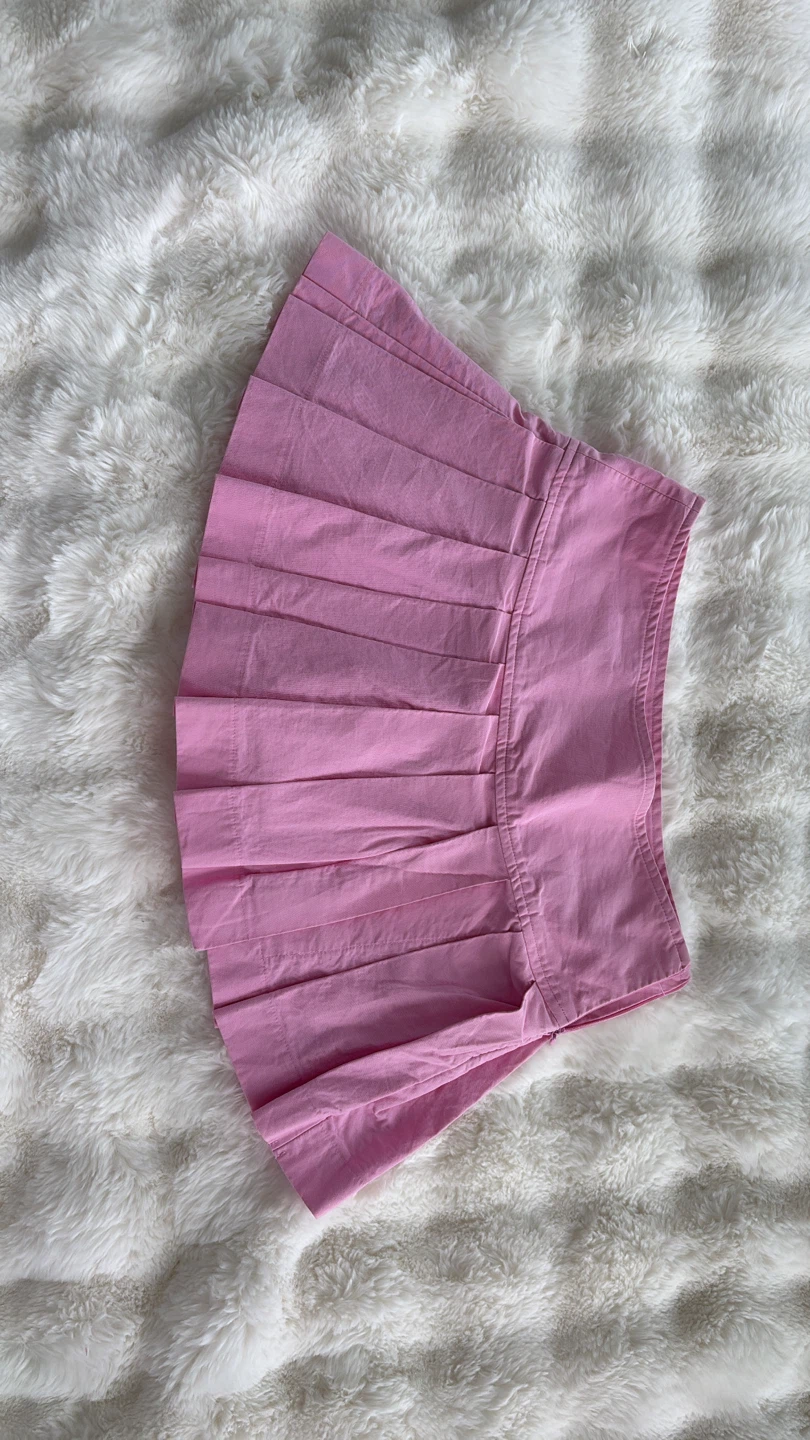 Pink Pleated Mini Skirt