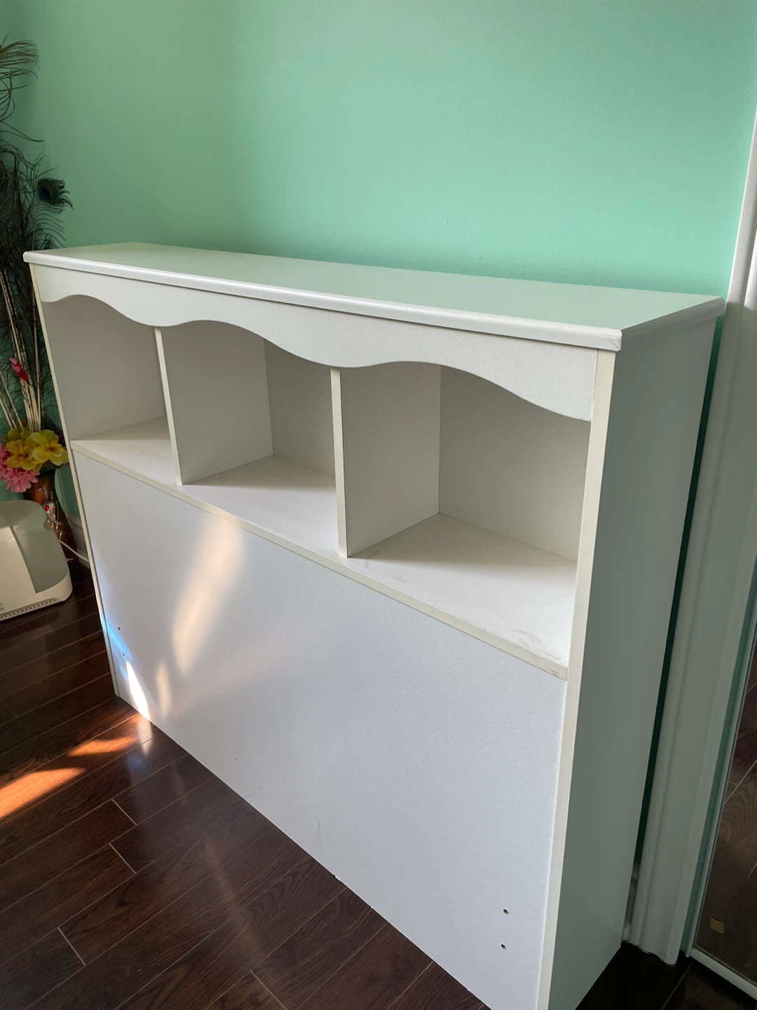 White Headboard with Shelving for Twin size bed