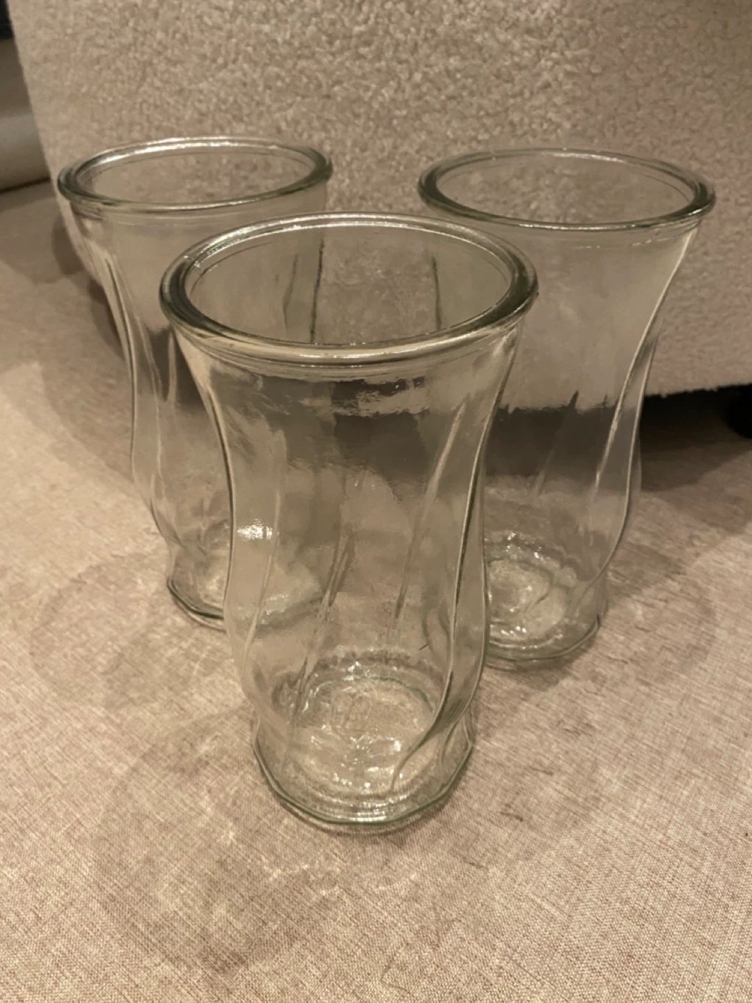 Set of 3 Clear Glass Vases