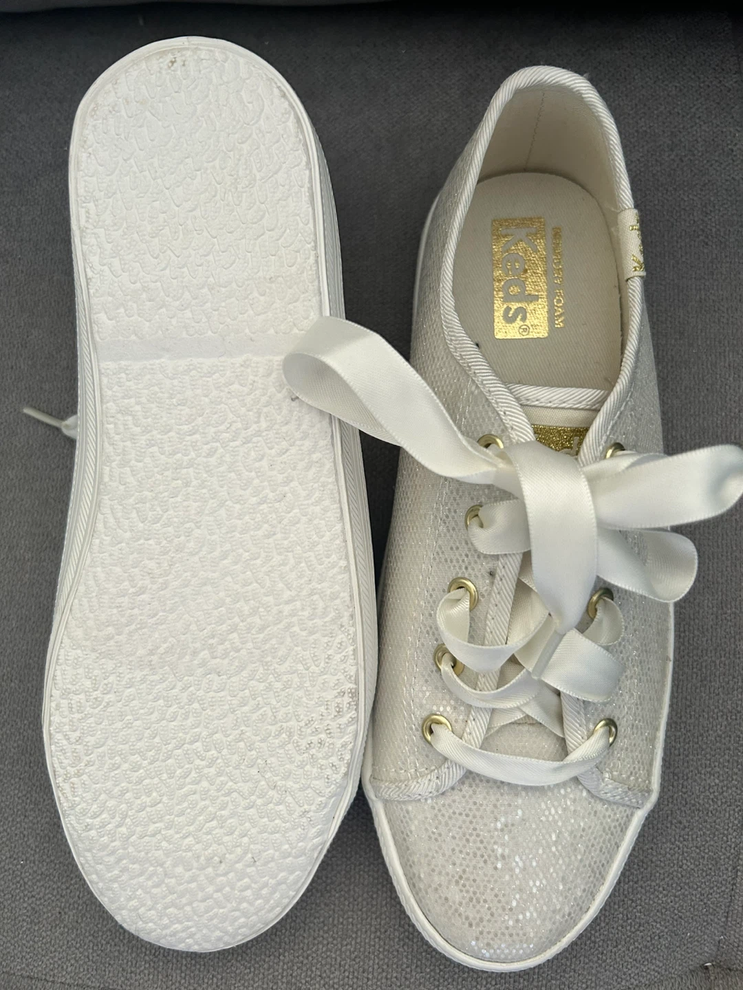 Keds Women's Sneakers White Sparkle Ribbon Laces Size 8 - photo 4