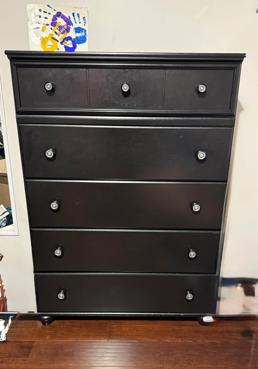 Dark wood almost black 5 Drawer Dresser