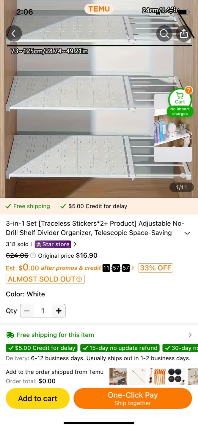 Adjustable No-Drill Shelf Divider Organizer - photo 3
