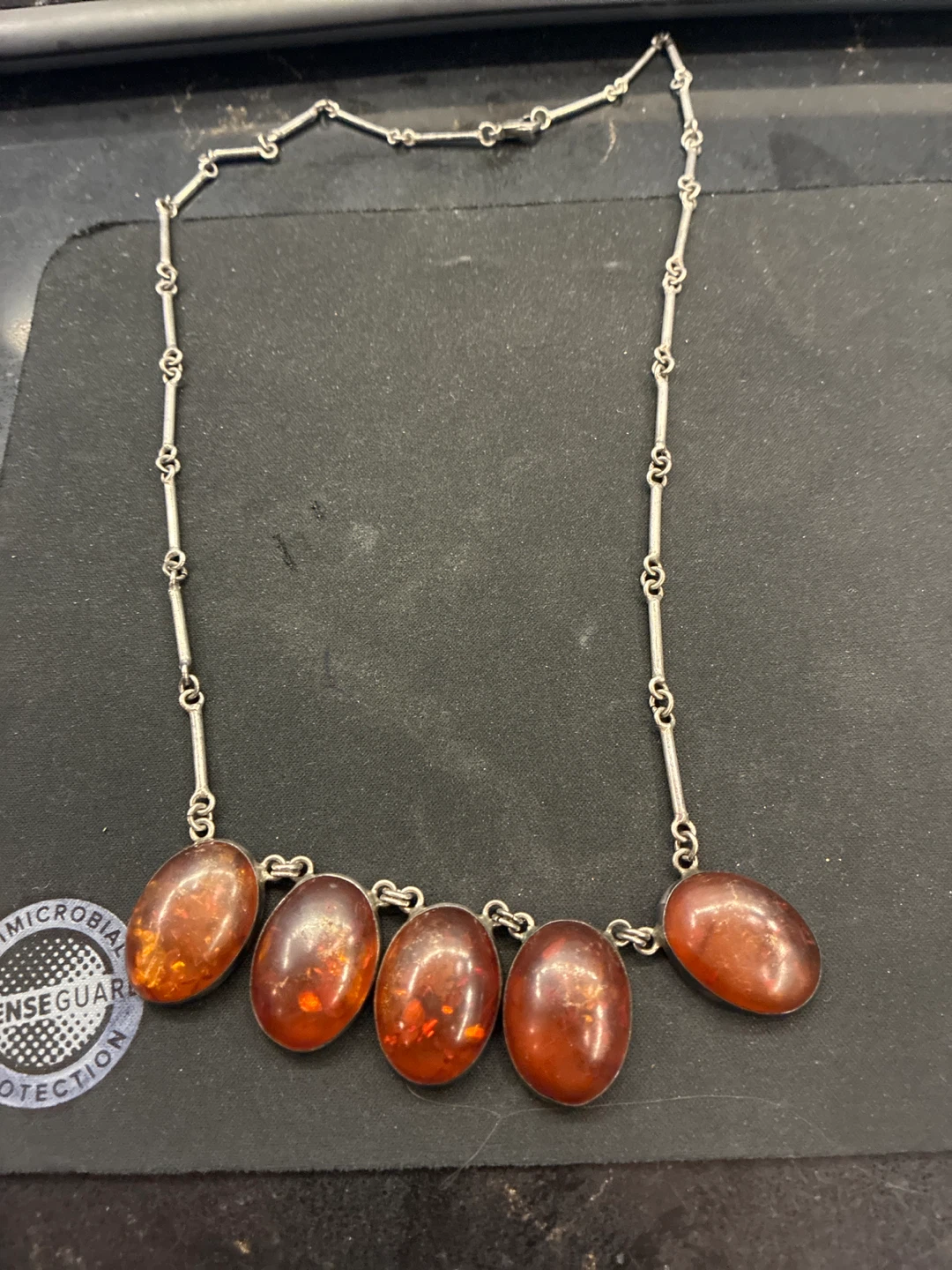 Amber and Sterling Silver Necklace