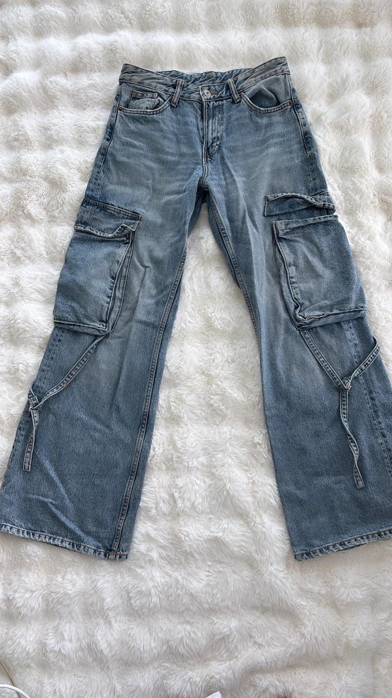 Light Medium Denim Cargo Jeans