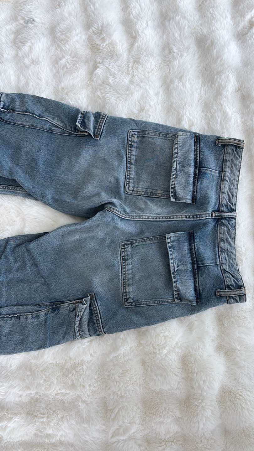 Light Medium Denim Cargo Jeans - photo 4