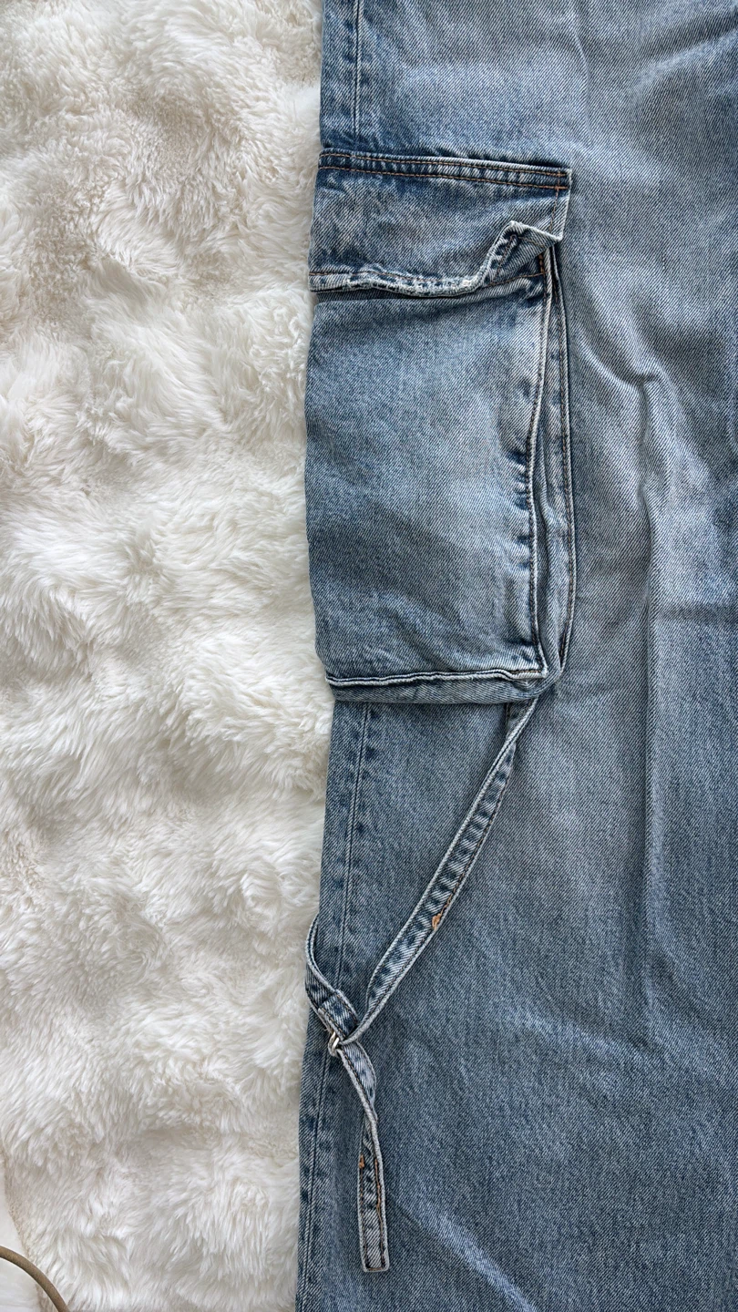 Light Medium Denim Cargo Jeans - photo 3