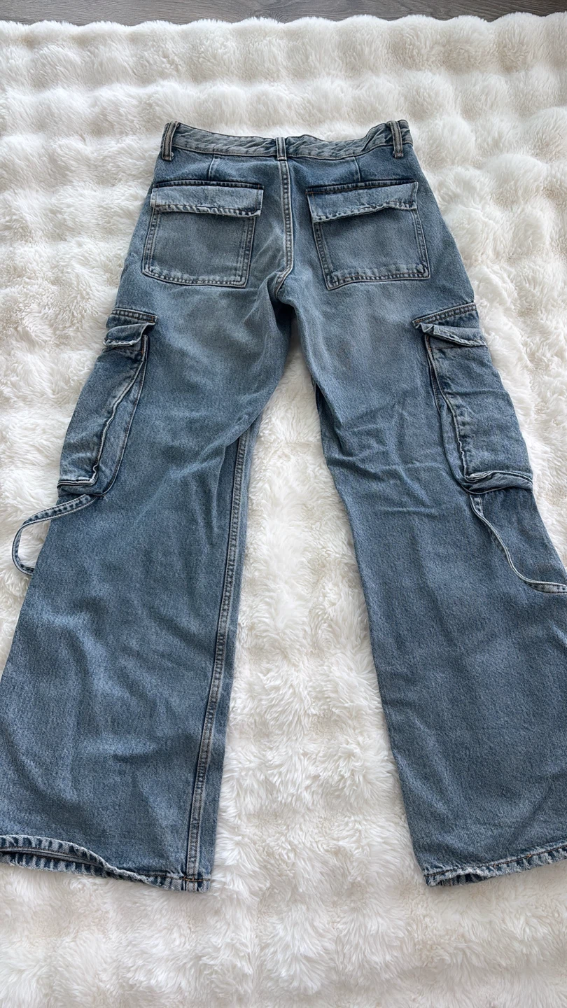Light Medium Denim Cargo Jeans - photo 5