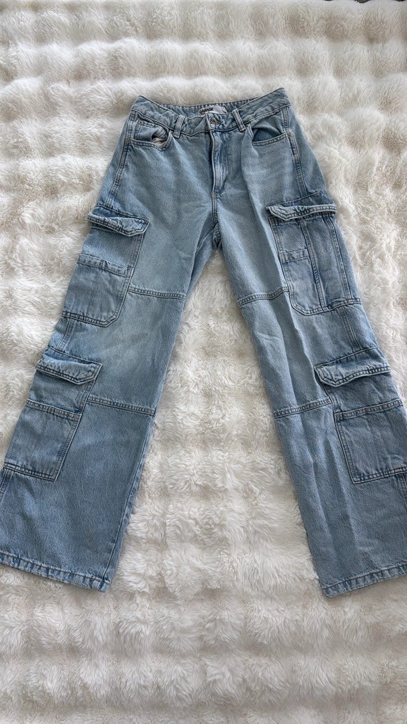 Garage Denim Light Wash Cargo Jeans