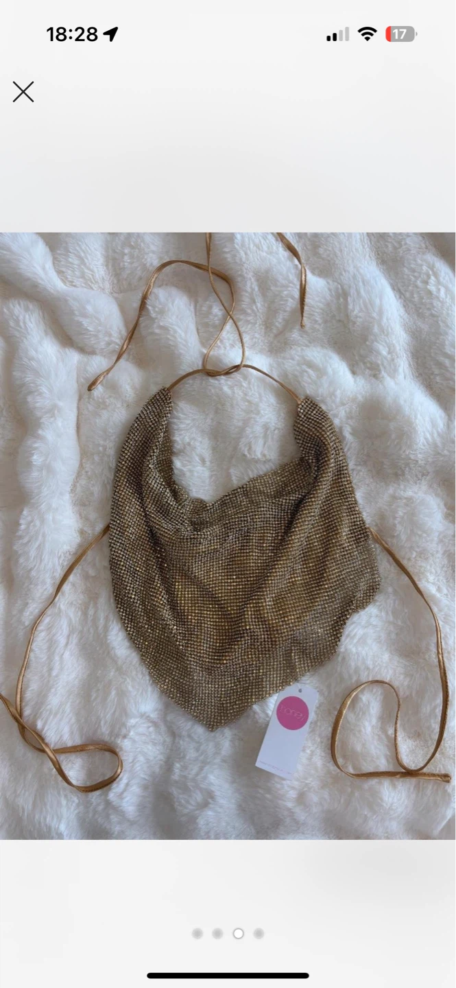 Gold Halterneck Chainmail Top - photo 3