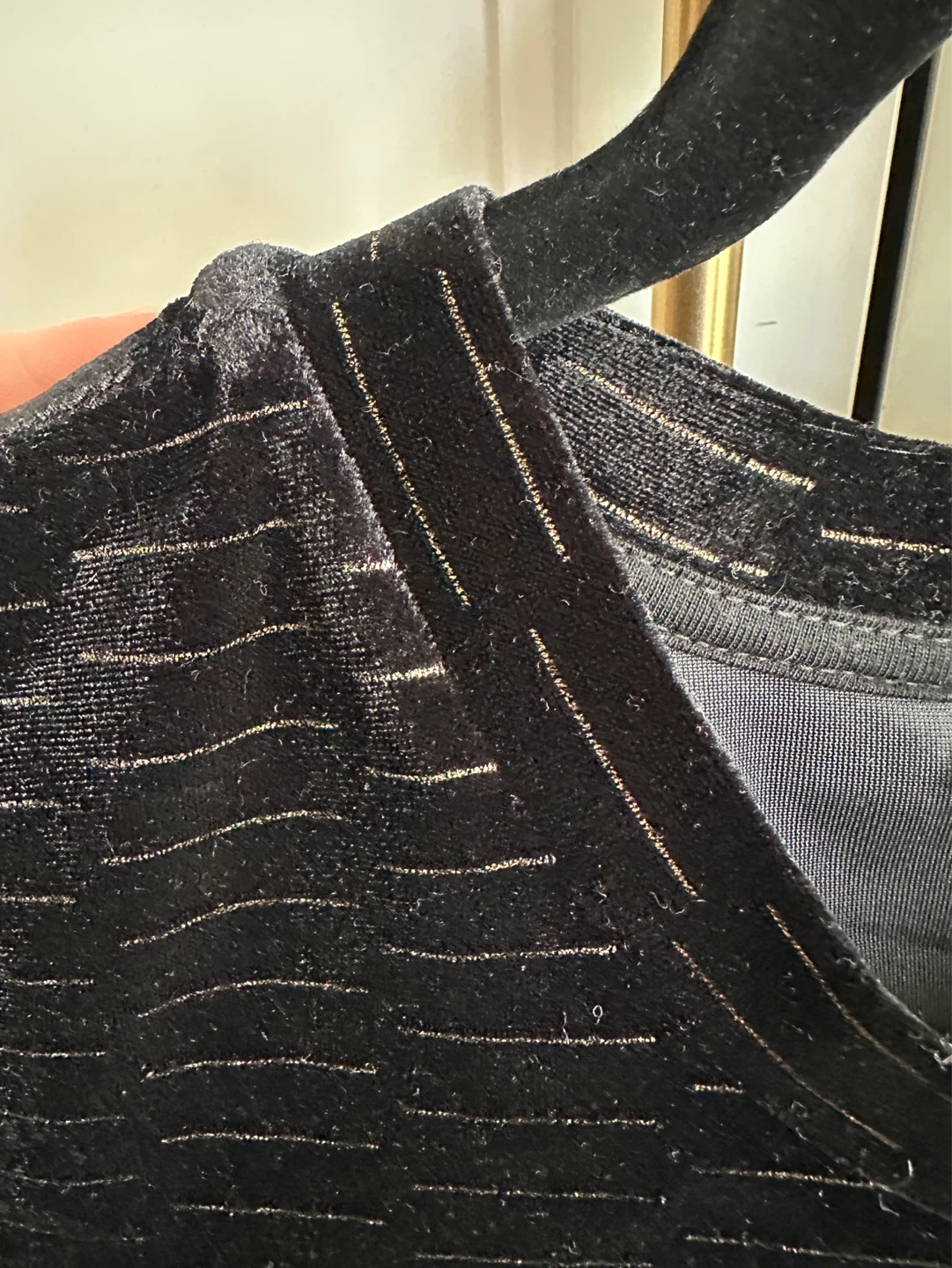 Jacqueline de Yong Black Velvet Striped Dress Size M - photo 4