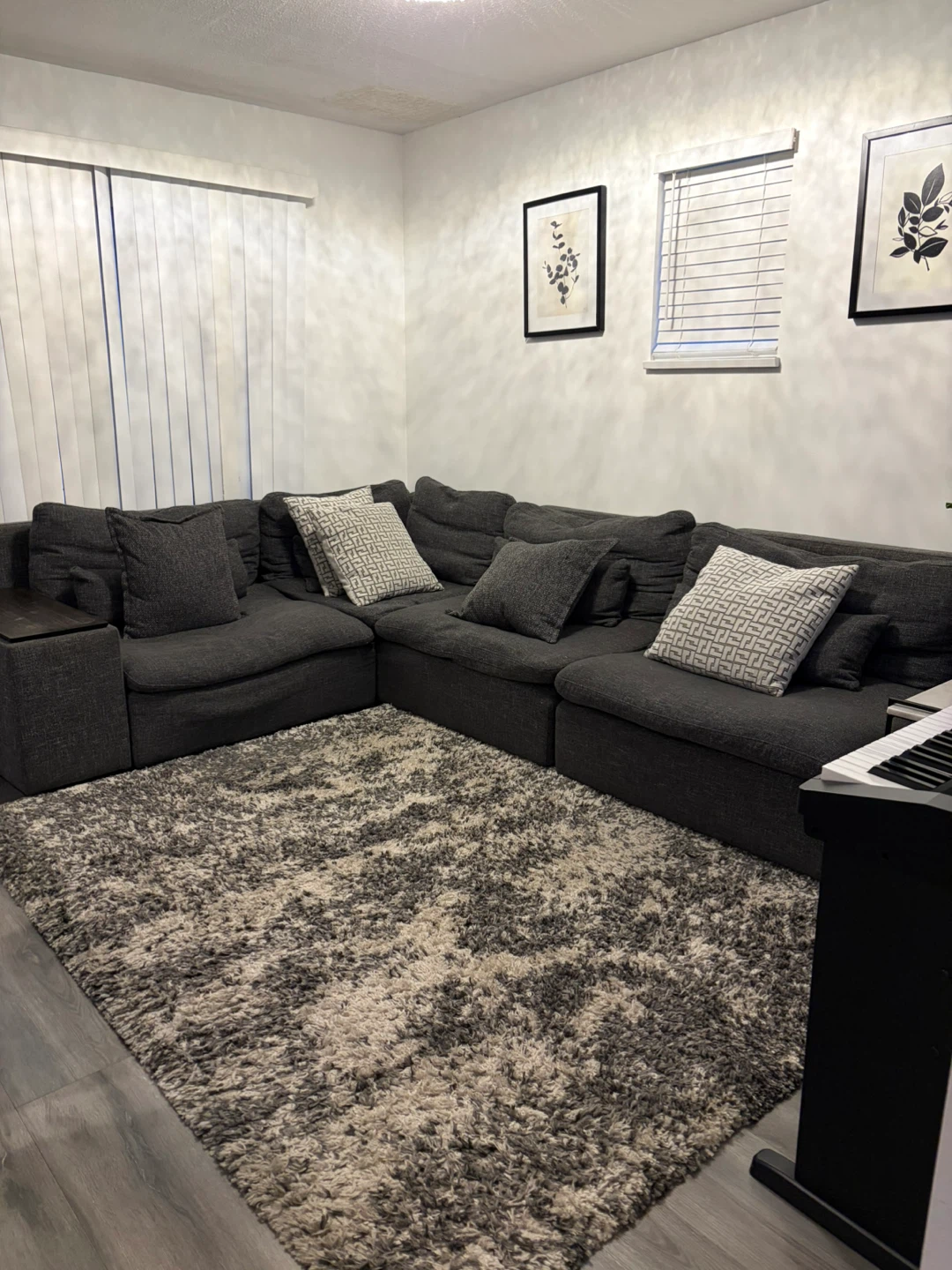 Cloud-Style Dark Gray Sectional Sofa
