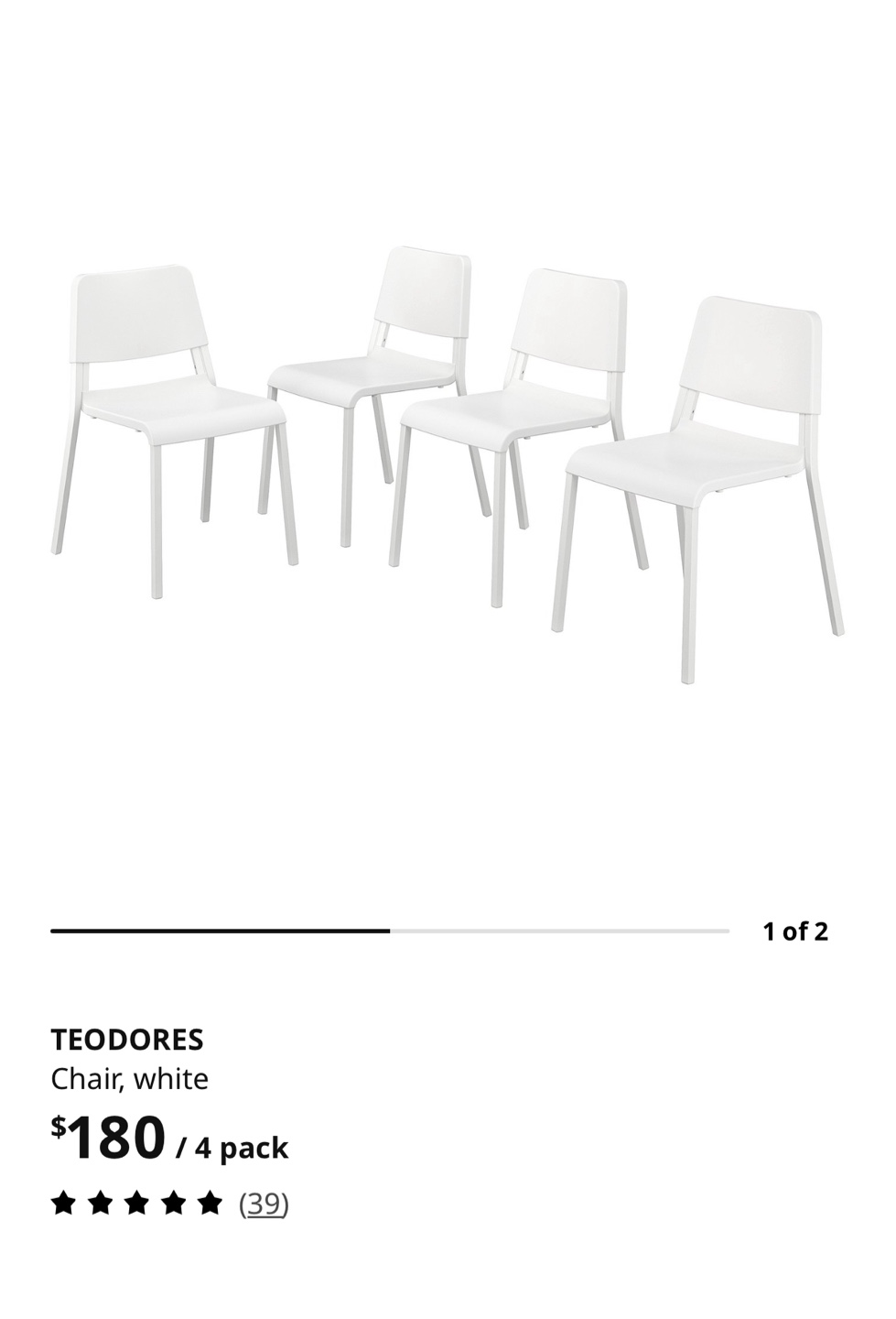 TEODORES White Chairs - 4 Pack