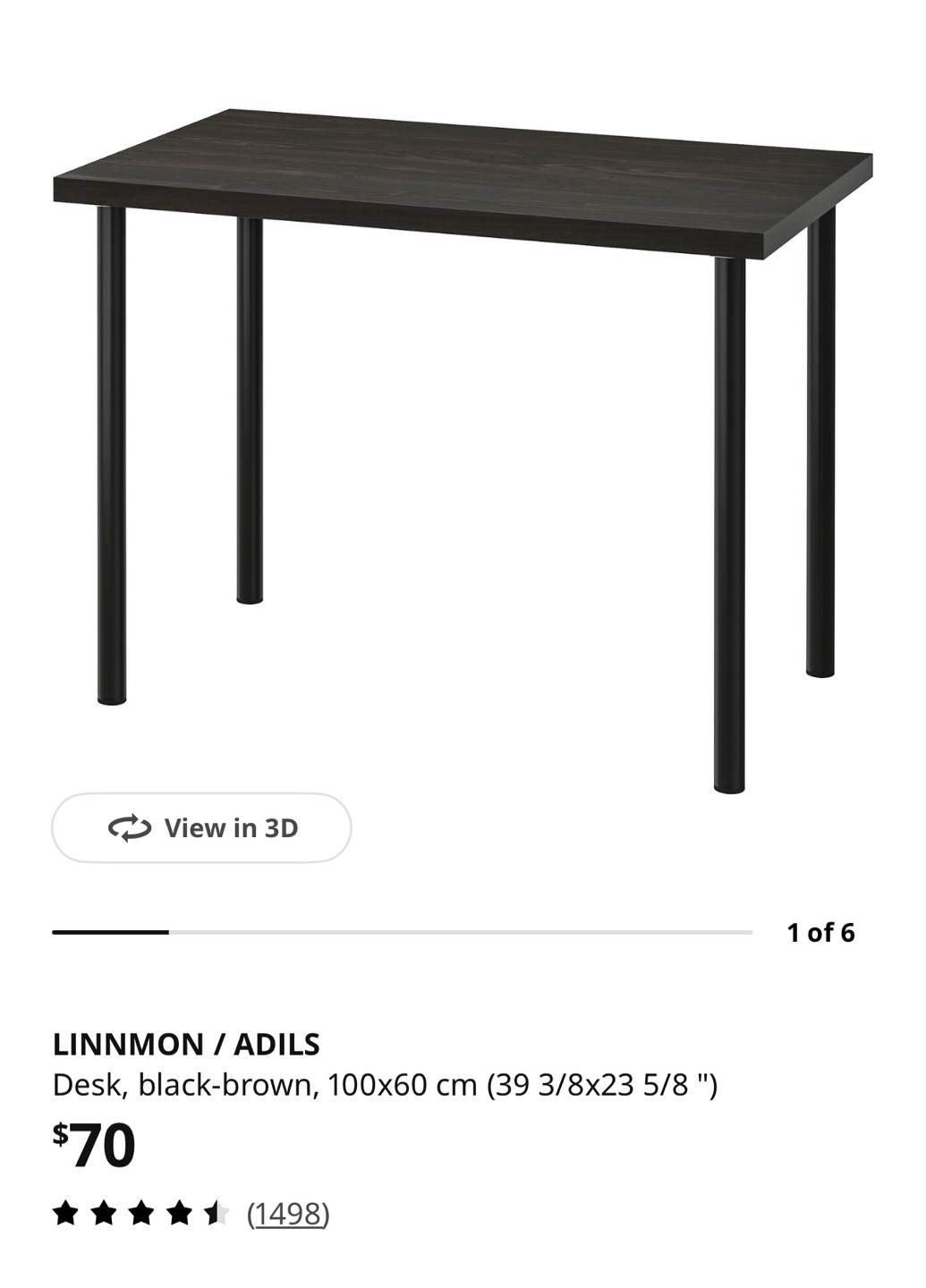 IKEA LINNMON / ADILS Desk, black-brown, 100x60 cm