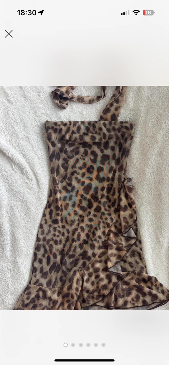 Leopard Print Dress with Scarf Detail