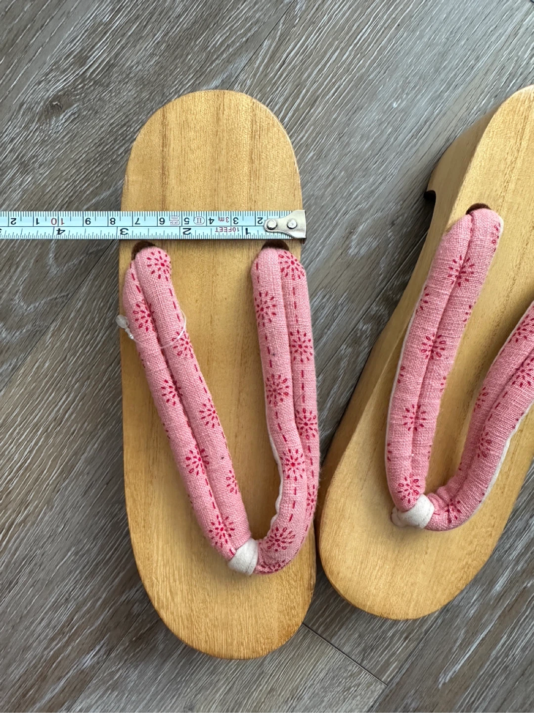 NEW Wooden Geta Sandals with Pink Floral Straps - photo 5