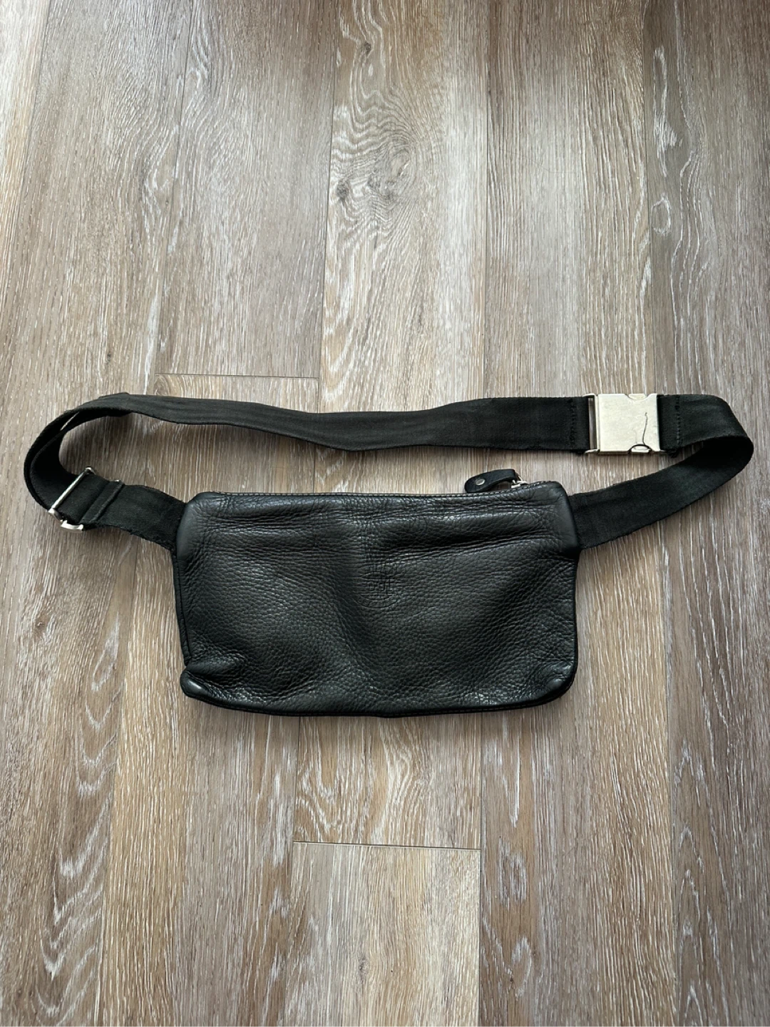 Black Leather Fanny Pack Belt Bag - photo 3