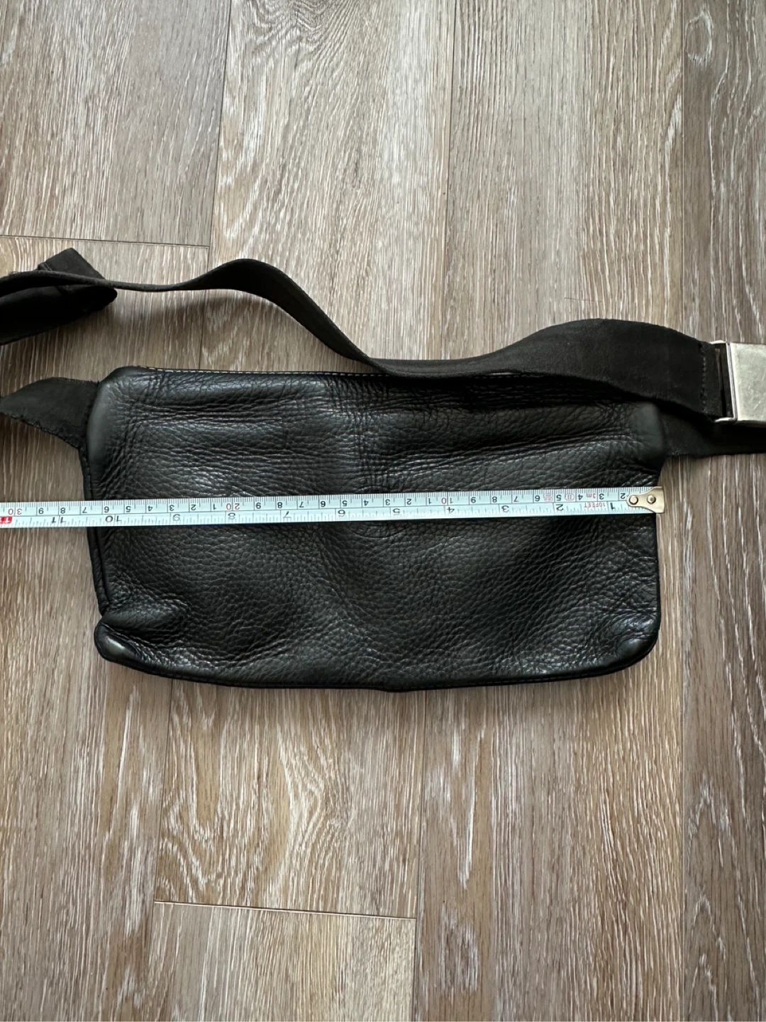 Black Leather Fanny Pack Belt Bag - photo 5