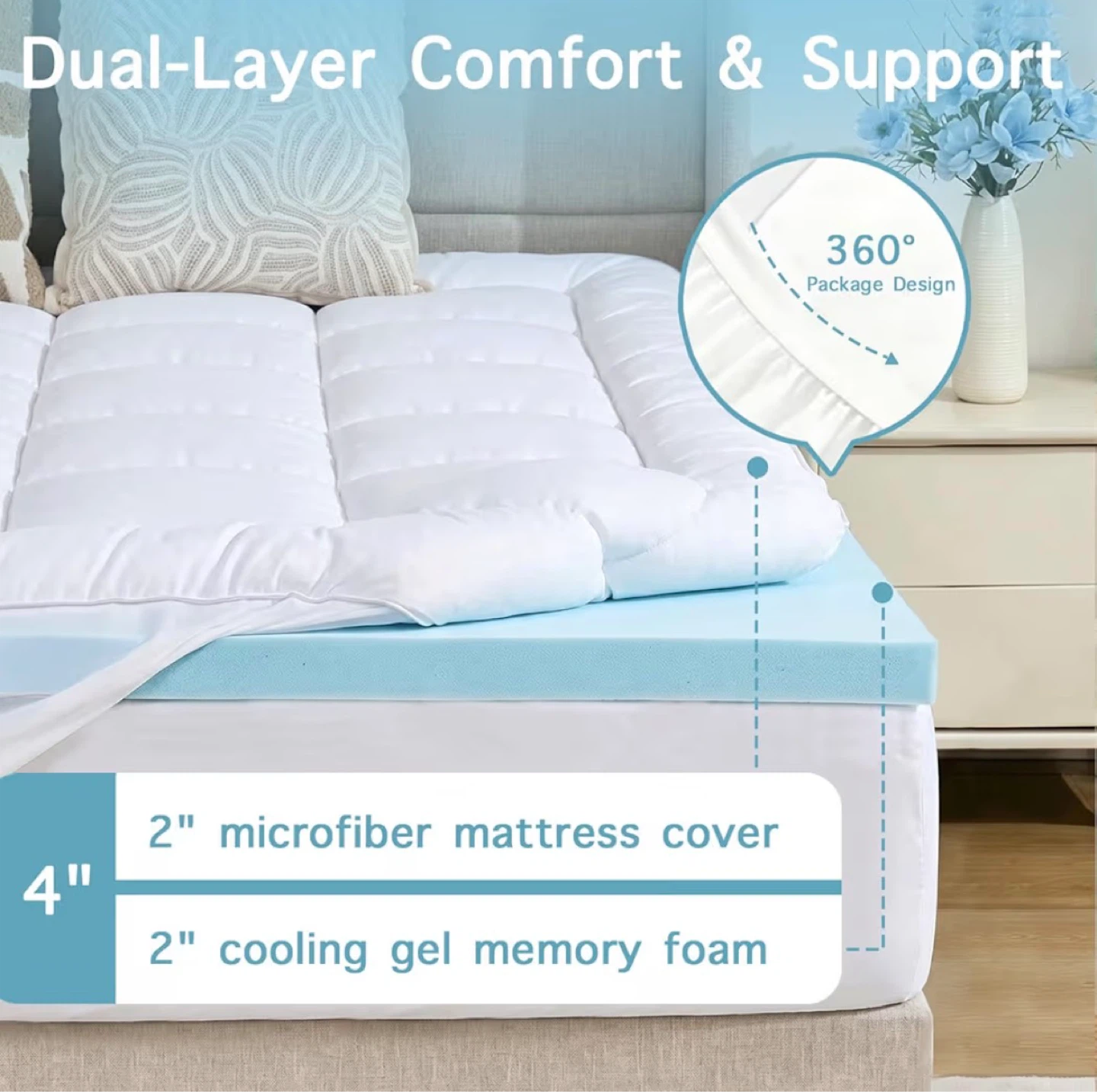 Twin Bed Frame + Gel Memory Foam + Quilted Pillow Top Bundle