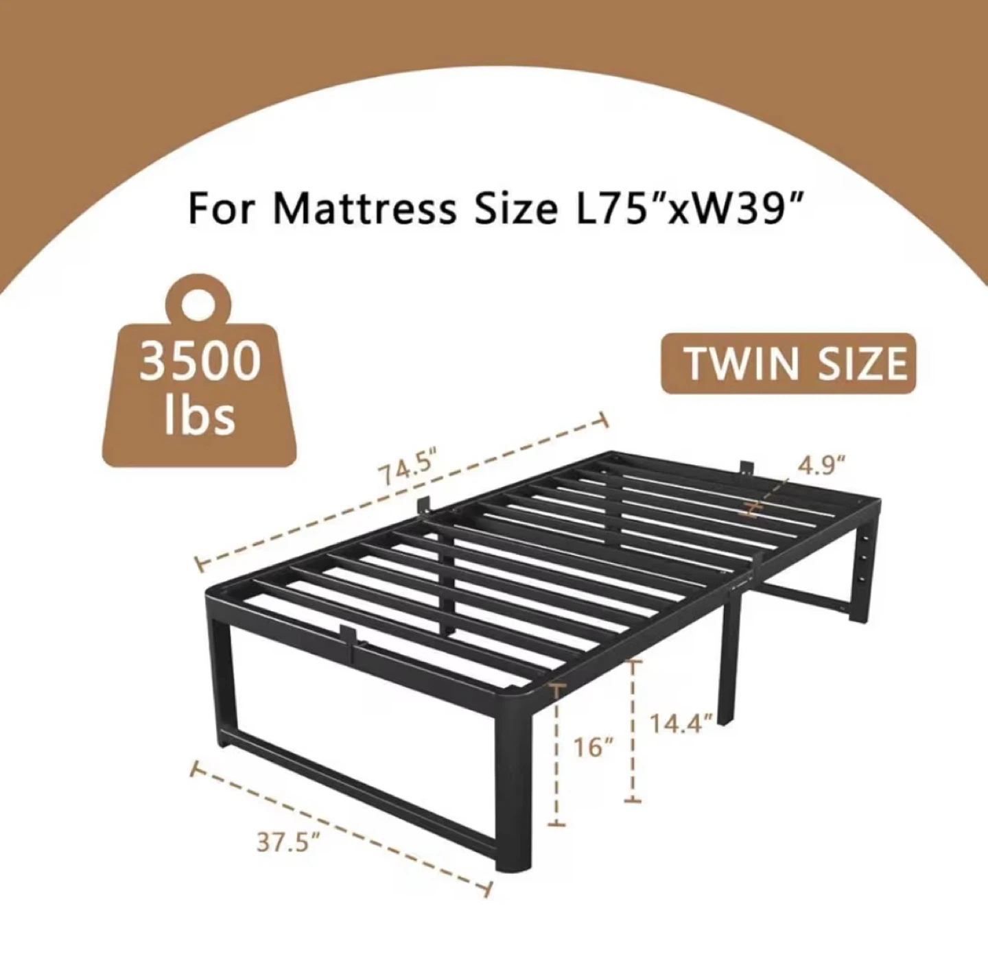 Twin Bed Frame + Gel Memory Foam + Quilted Pillow Top Bundle - photo 4