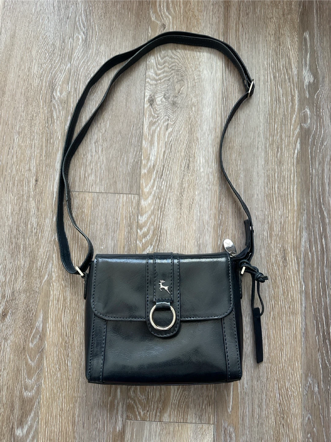 ASHWOOD Black Leather Crossbody Bag