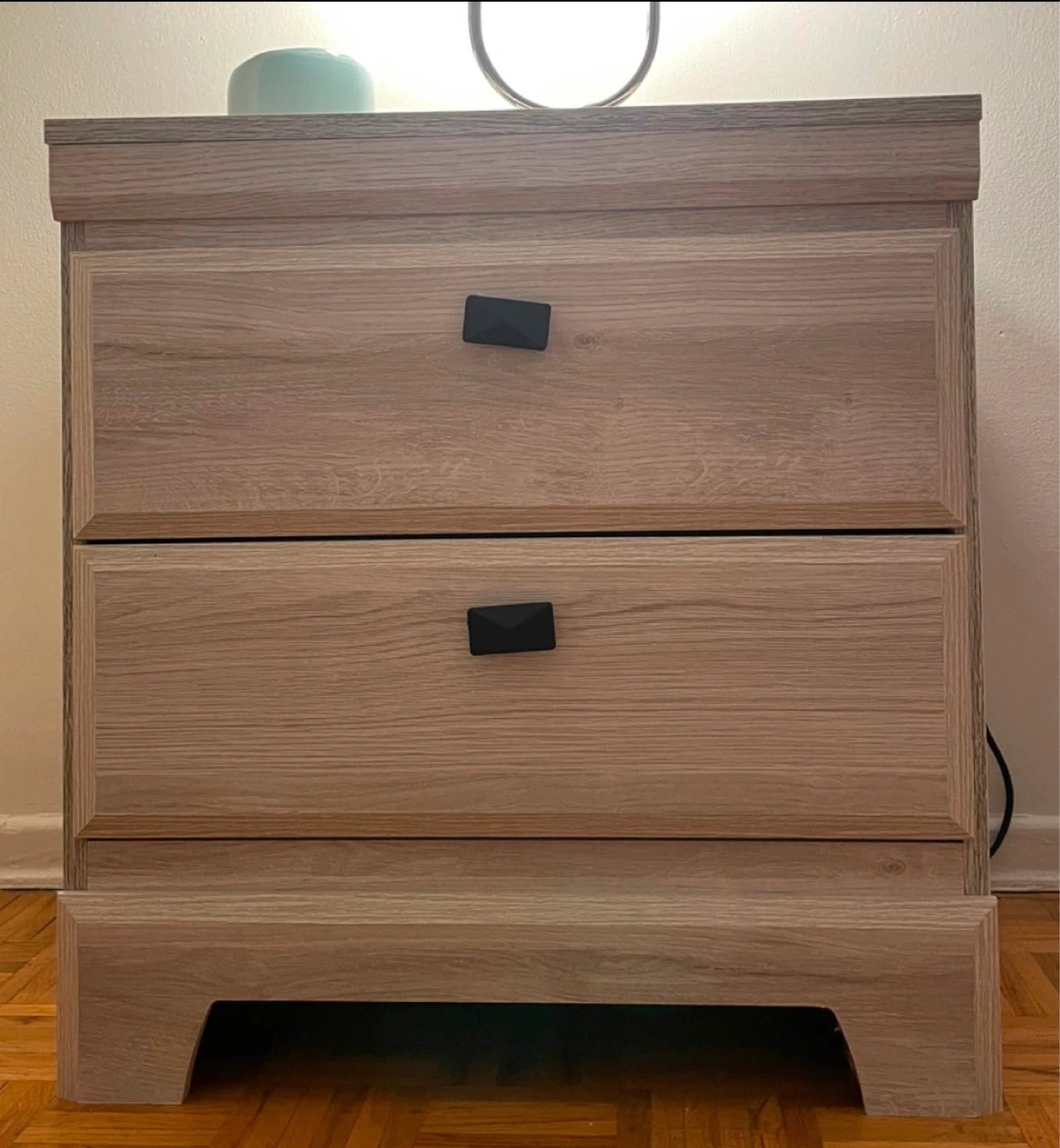 Wood Nightstand with 2 Drawers