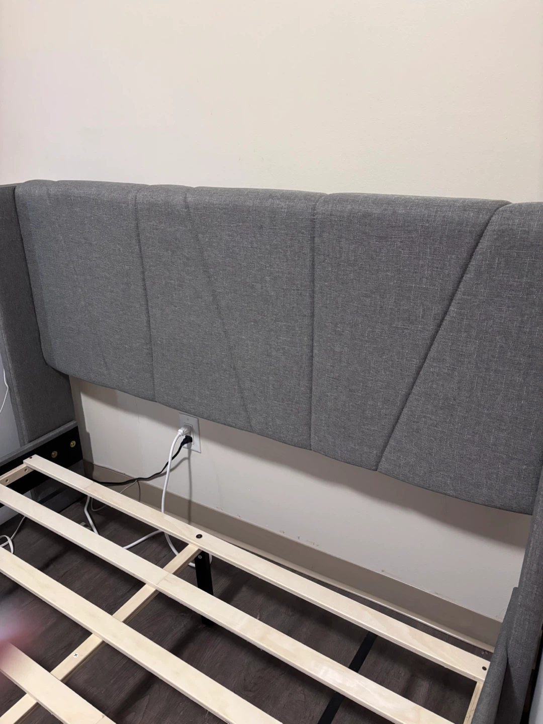 Grey Upholstered Bed Frame – Full/Double Size - photo 2