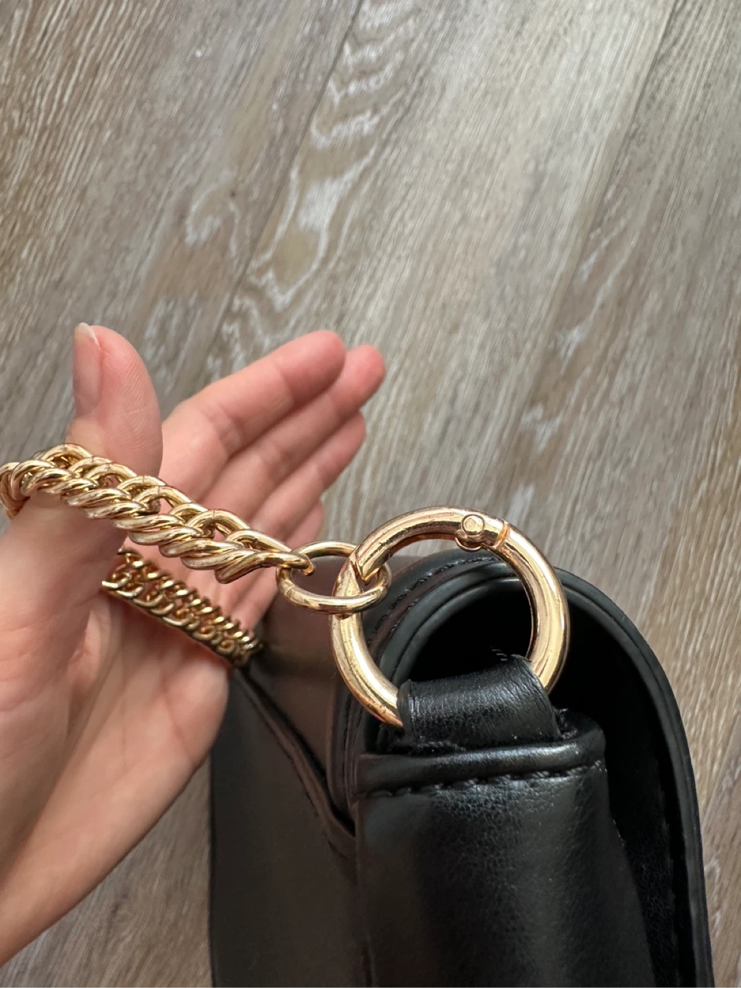ALDO Black Faux Leather Shoulder Bag with Gold Chain - photo 3