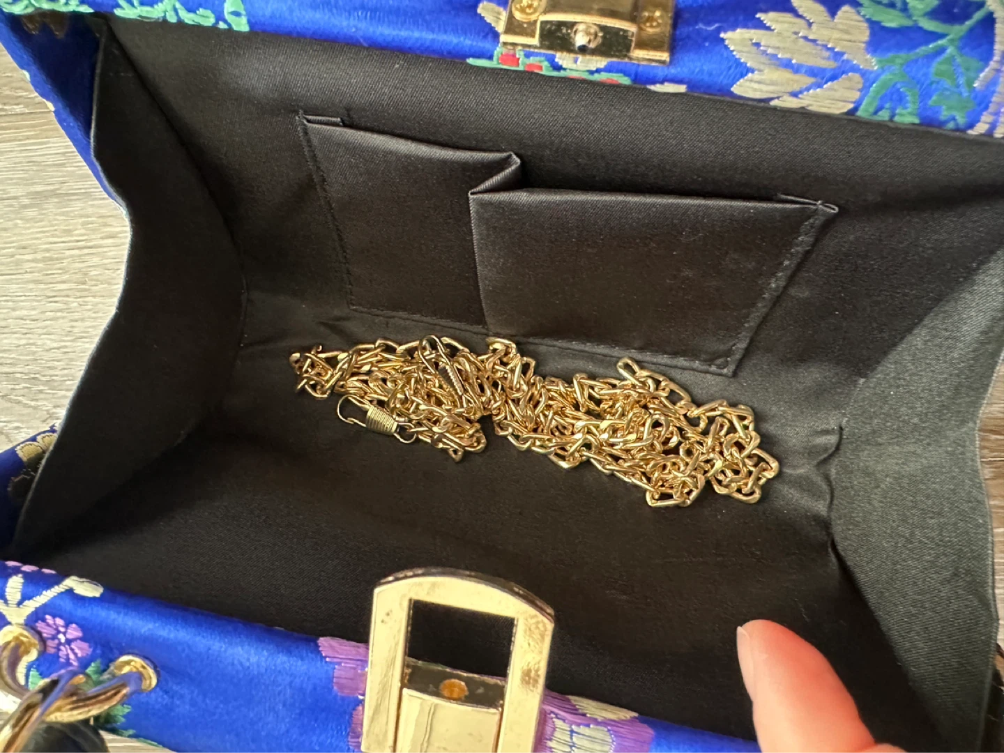 Blue Brocade Clutch with Floral Pattern - photo 5